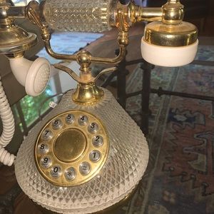 Vintage Crystal Glass French Decorator Telephone